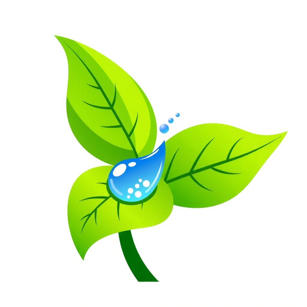 A green leaf with a water droplet, symbolizing environmental sustainability and eco-friendly practices.