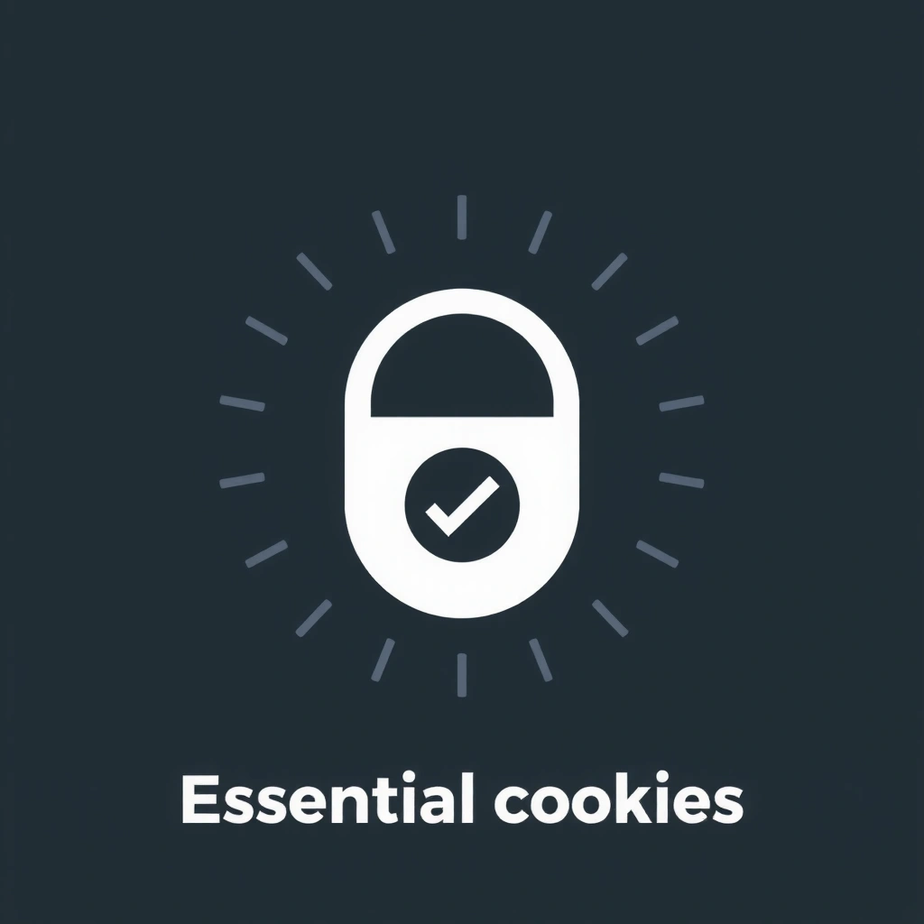Essential cookies icon, a lock with a checkmark