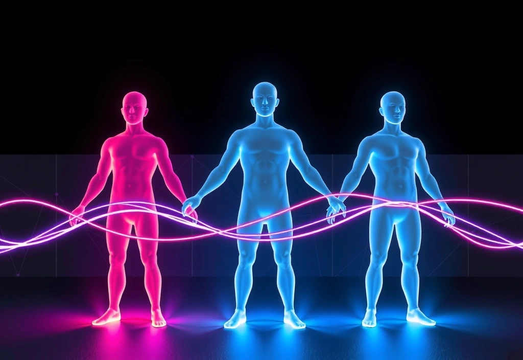 Three interconnected abstract figures representing data sharing and partnerships