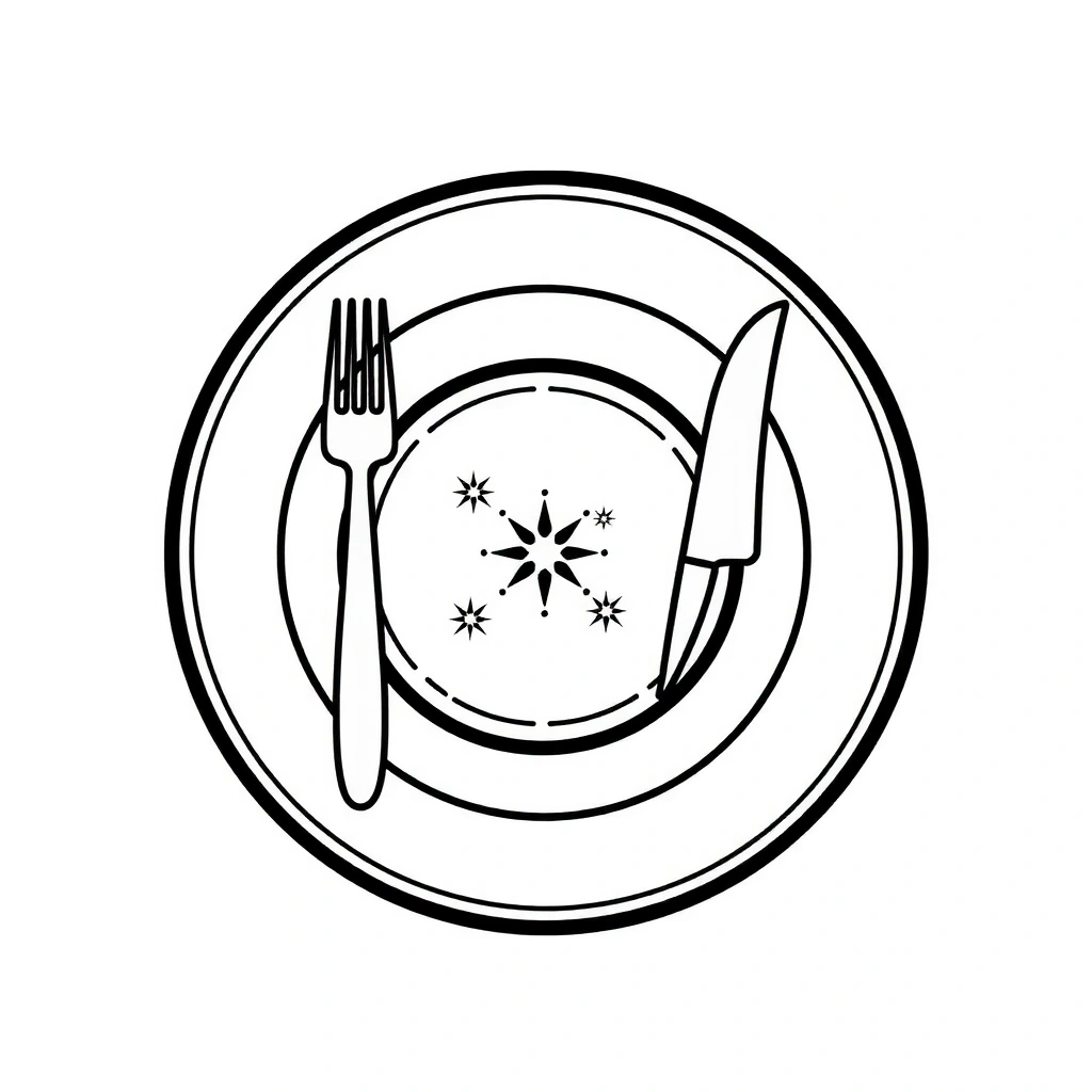 Icon representing restaurant cleaning with a fork, knife, and plate