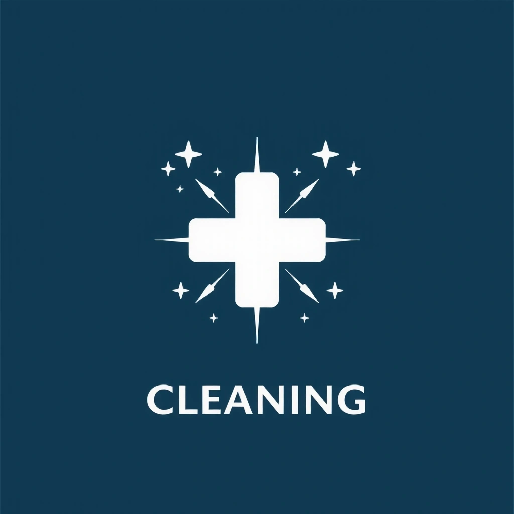Icon representing healthcare facility cleaning with a medical cross and sparkling effect