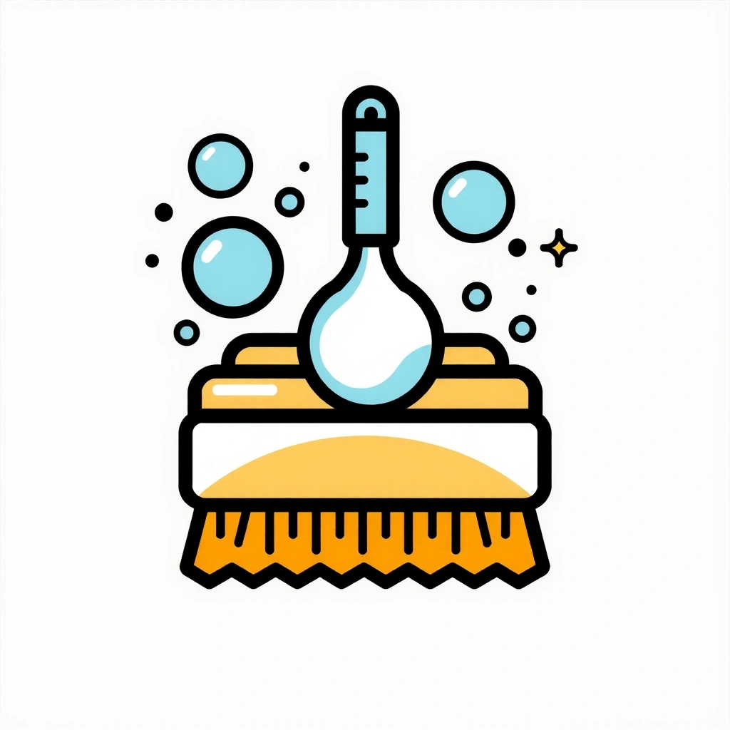 Icon representing deep cleaning with a scrubbing brush and bubbles