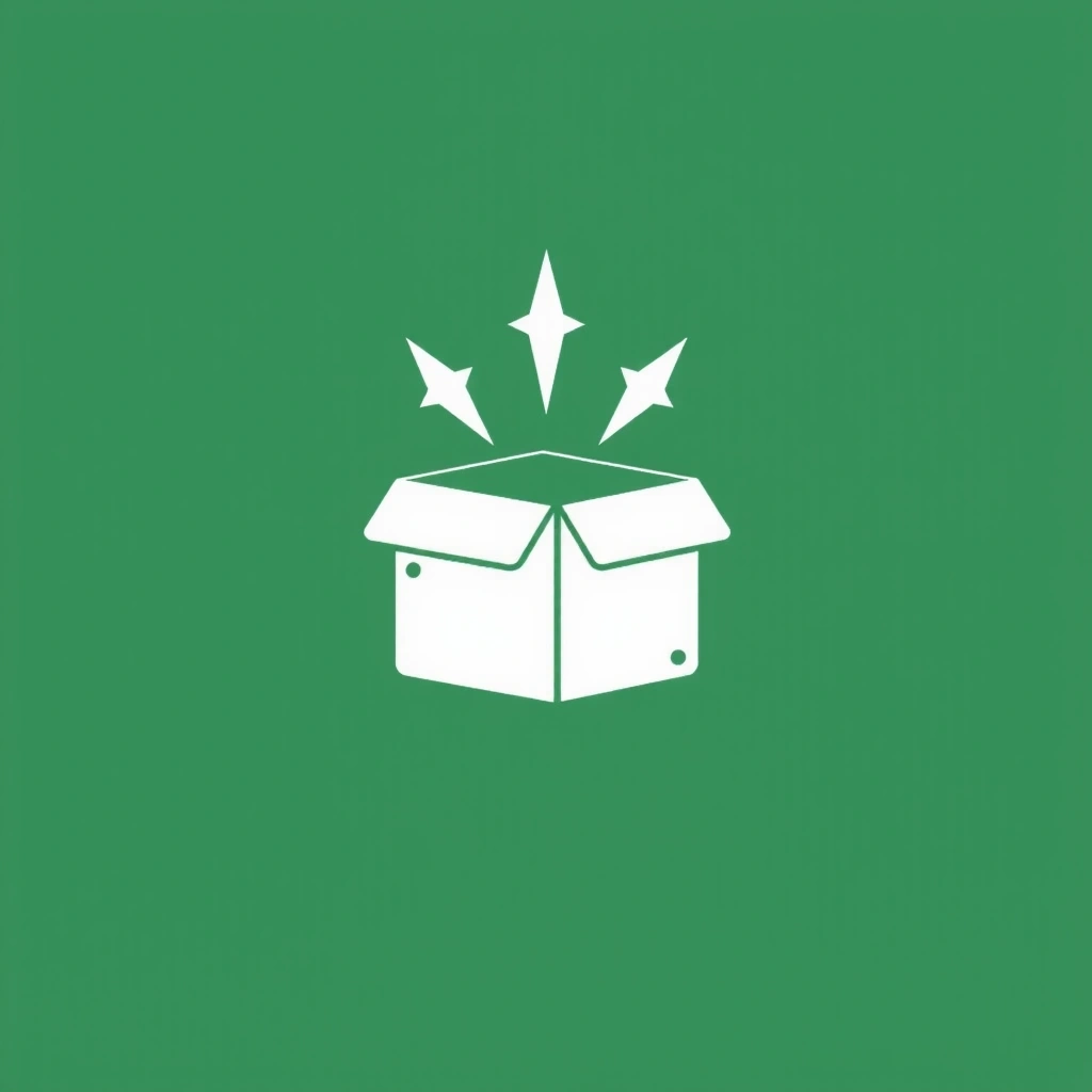 Icon representing move-in/move-out cleaning with a moving box and sparkling effect