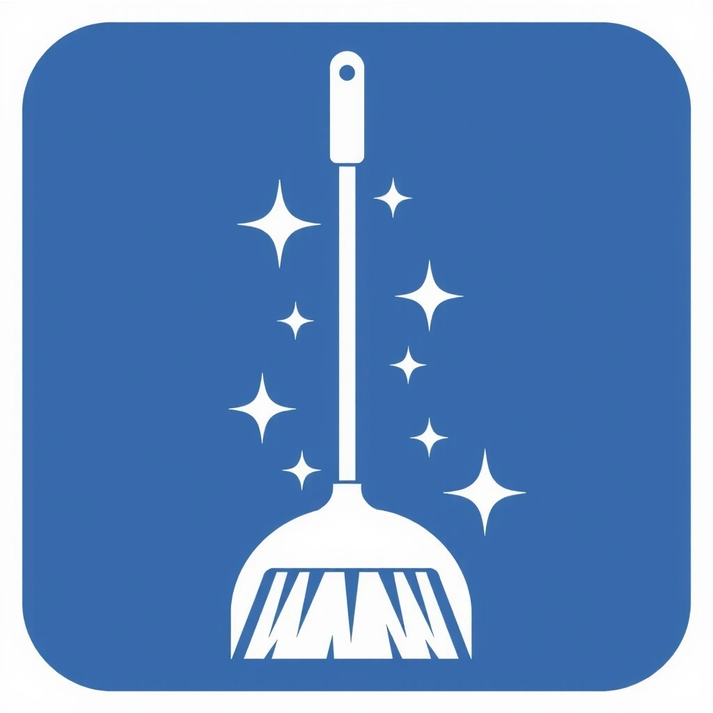 Icon representing standard home cleaning with a broom and dustpan